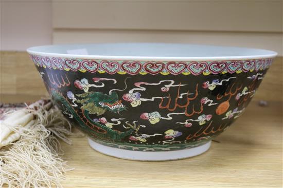 A Chinese famille noire bowl diameter 41cm